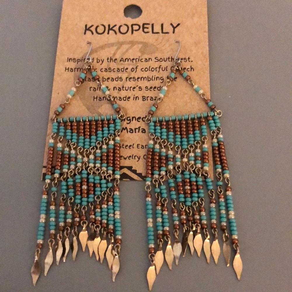 Southwest turquoise and gold colored earrings